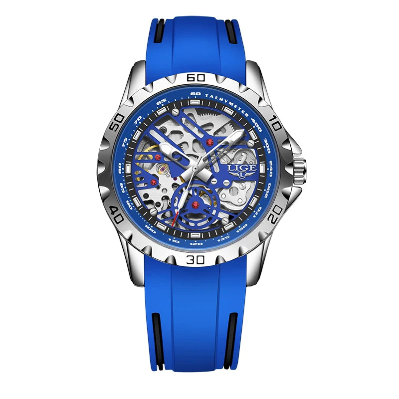 LIGE Skeleton Tourbillon Watch – Auto, Waterproof, Silicone