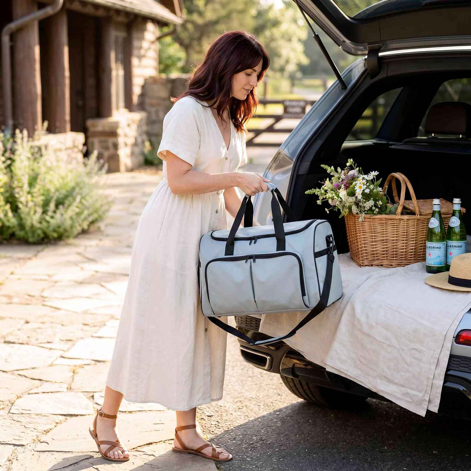 Lightweight Nylon Weekender Duffel Bag – lifestyle image 3