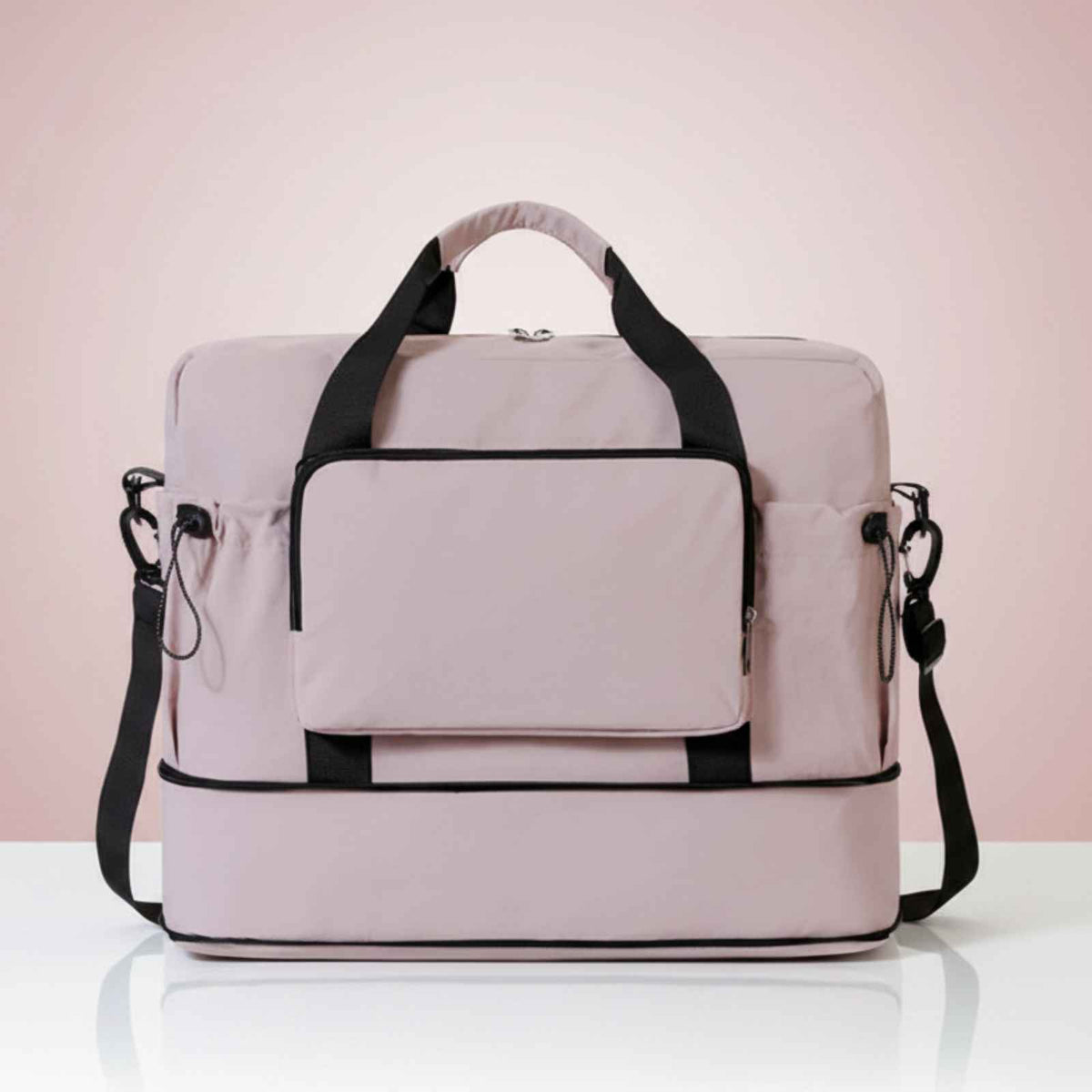 Lightweight Nylon Weekender Duffel Bag in Pink – product image 7