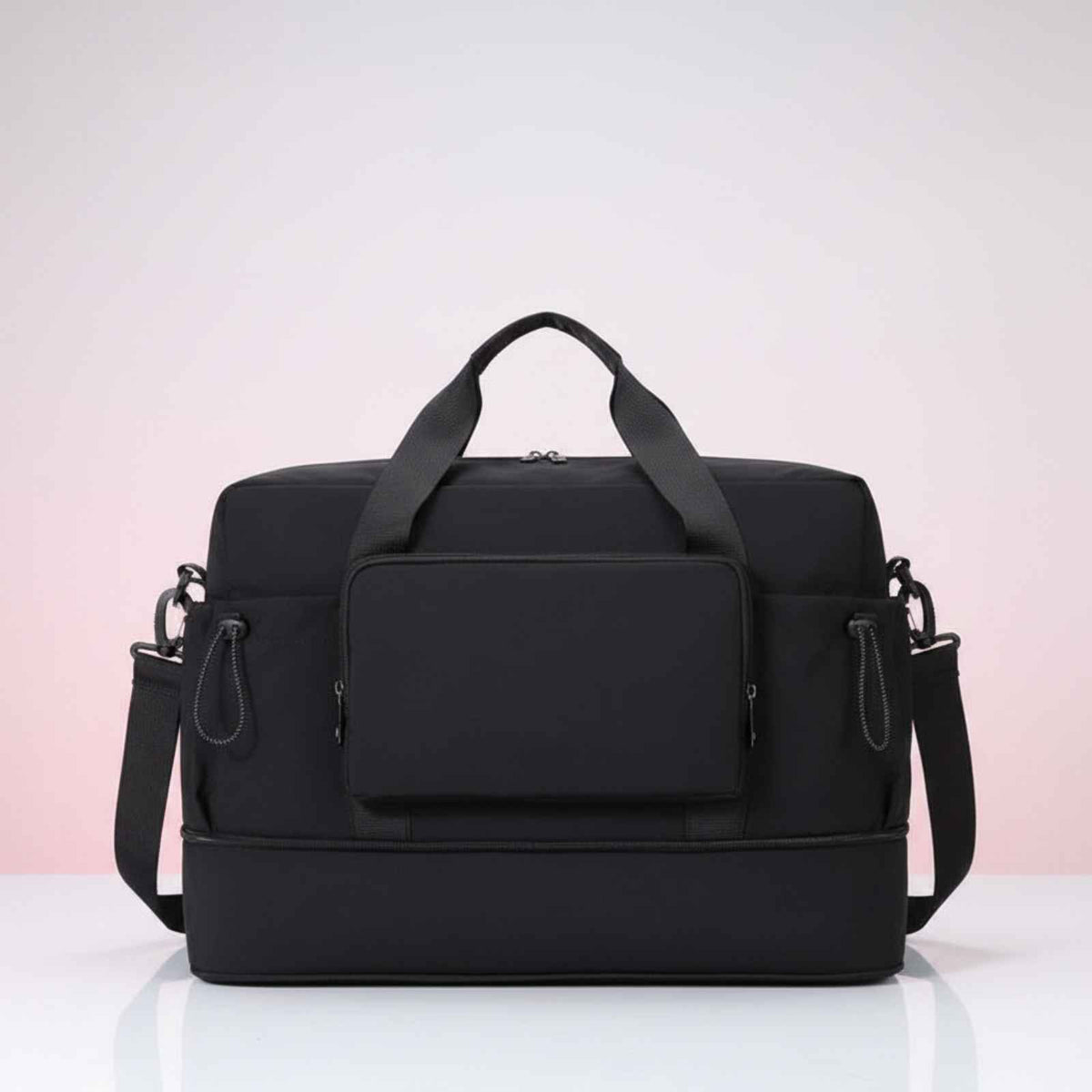 Lightweight Nylon Weekender Duffel Bag in Black – product image 8