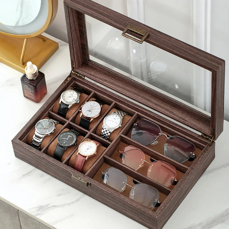 Luxury 6+3 Slot Watch & Sunglass Organizer Box