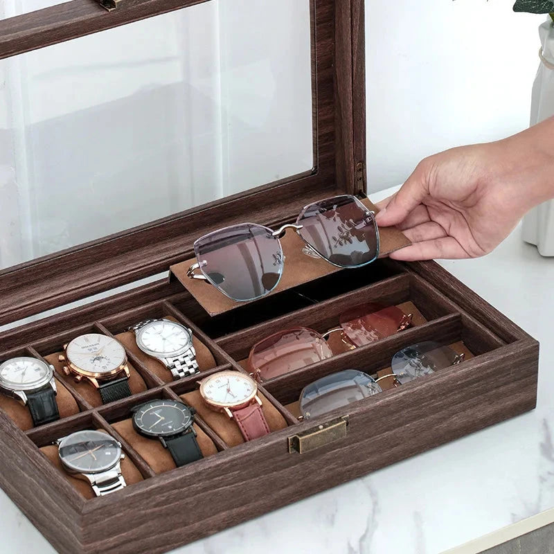 Luxury 6+3 Slot Watch & Sunglass Organizer Box