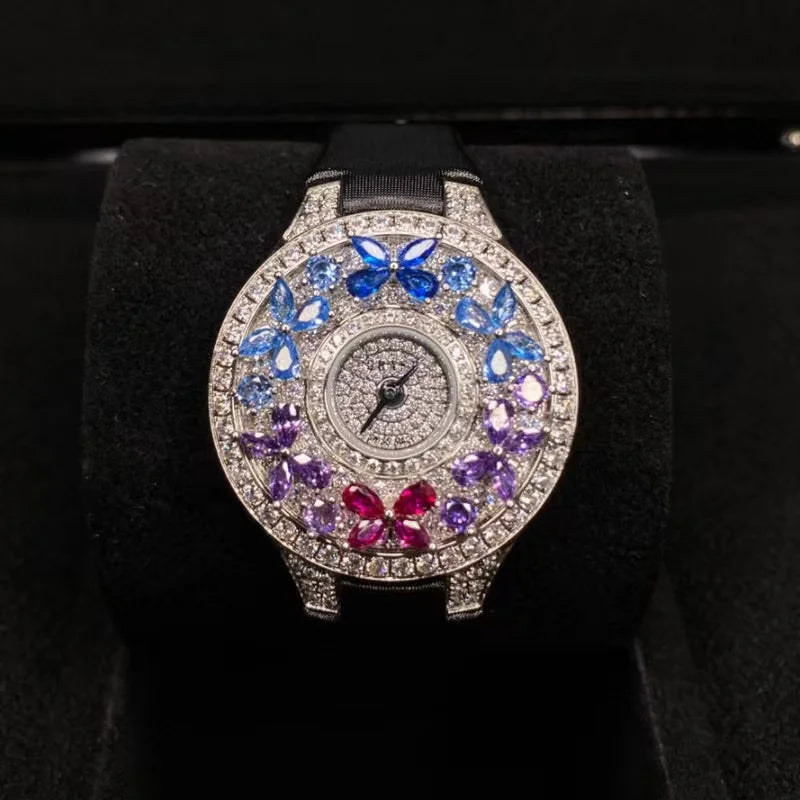 Luxury Colorful Women’s Quartz Watch – Sapphire Crystal & Leather Smash Price Shop Women's Watch