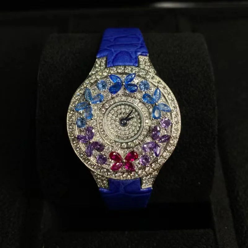 Luxury Colorful Women’s Quartz Watch – Sapphire Crystal & Leather Smash Price Shop Women's Watch