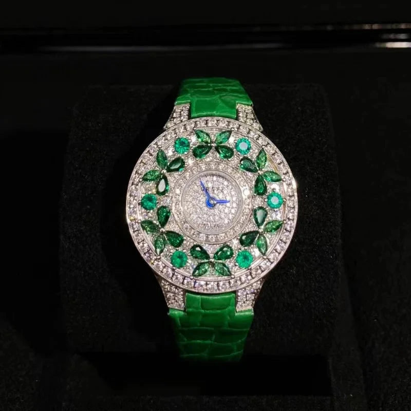 Luxury Colorful Women’s Quartz Watch – Sapphire Crystal & Leather