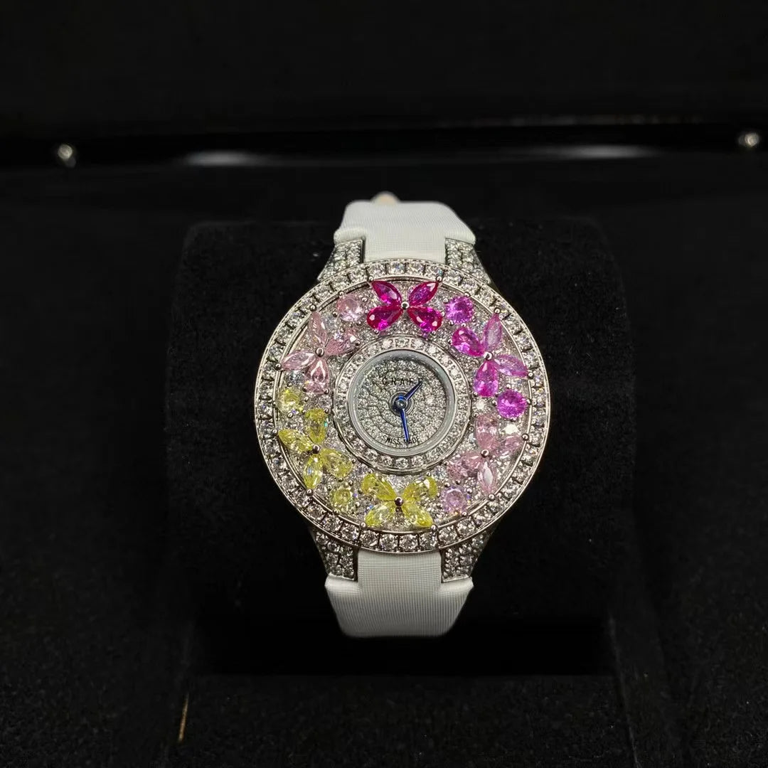 Luxury Colorful Women’s Quartz Watch – Sapphire Crystal & Leather Smash Price Shop Women's Watch