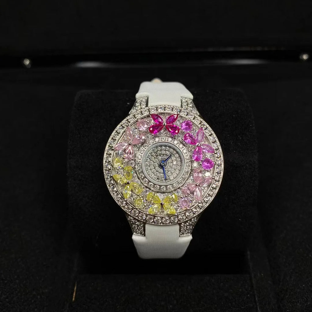 Luxury Colorful Women’s Quartz Watch – Sapphire Crystal & Leather