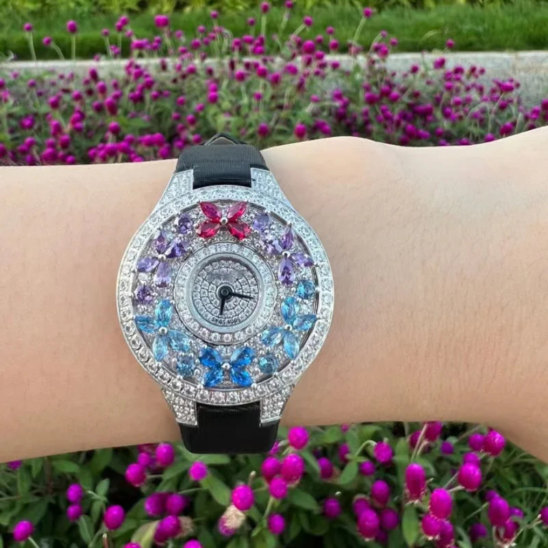 Luxury Colorful Women’s Quartz Watch – Sapphire Crystal & Leather