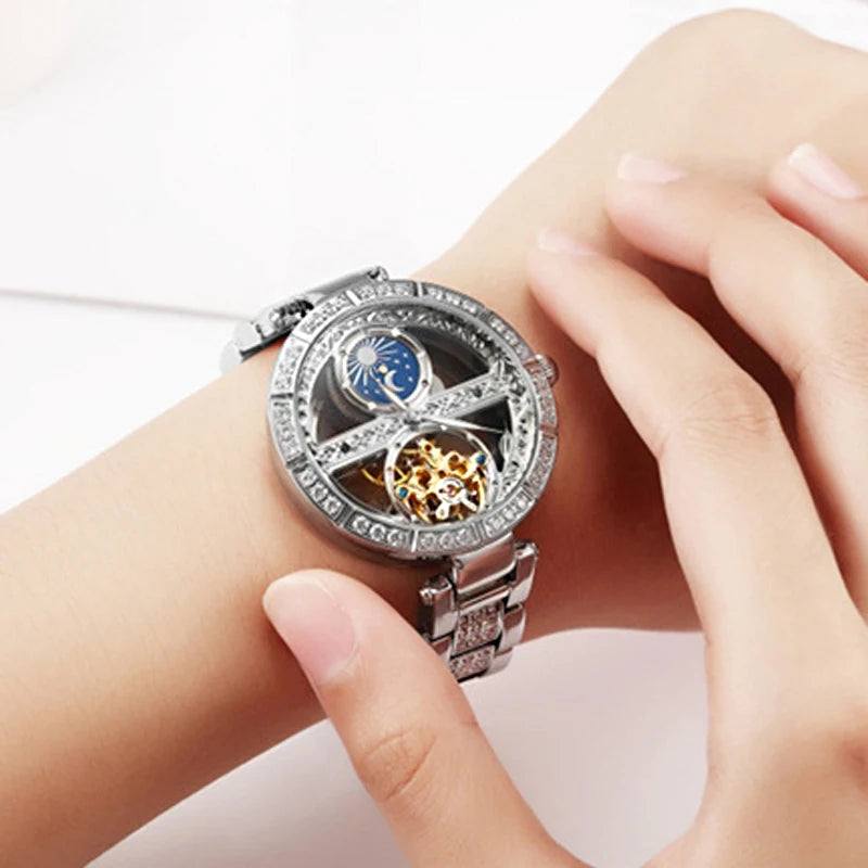 Luxury Skeleton Tourbillon Watch for Women – Automatic, Waterproof