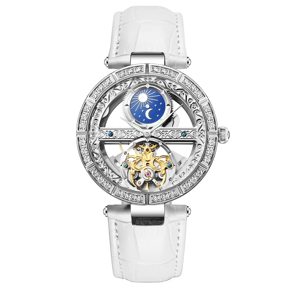 Luxury Skeleton Tourbillon Watch for Women – Automatic, Waterproof