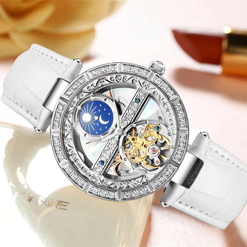Luxury Skeleton Tourbillon Watch for Women – Automatic, Waterproof