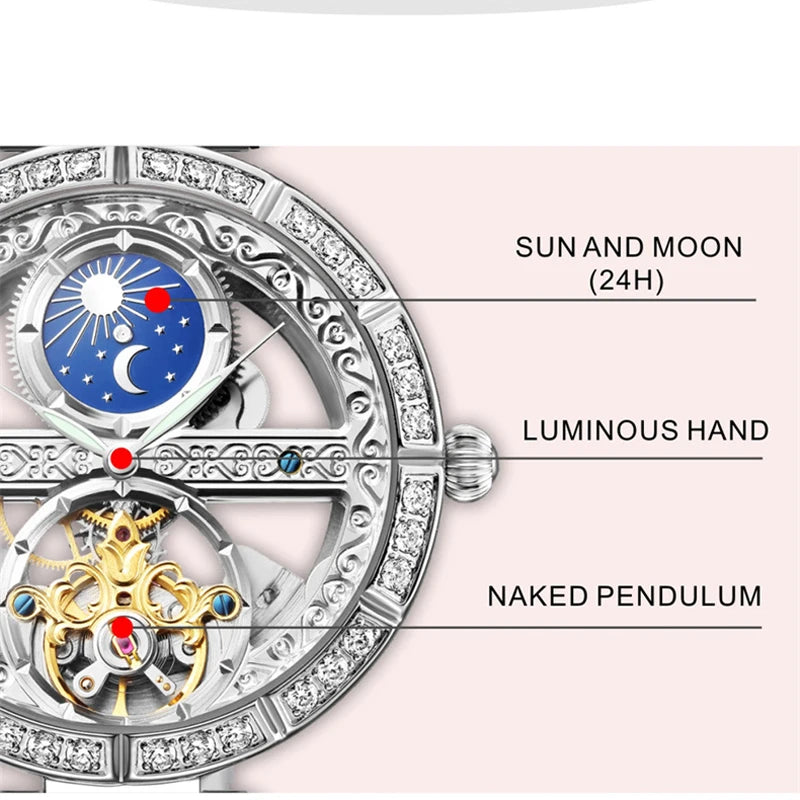 Luxury Skeleton Tourbillon Watch for Women – Automatic, Waterproof Smash Price Shop Women's Watch