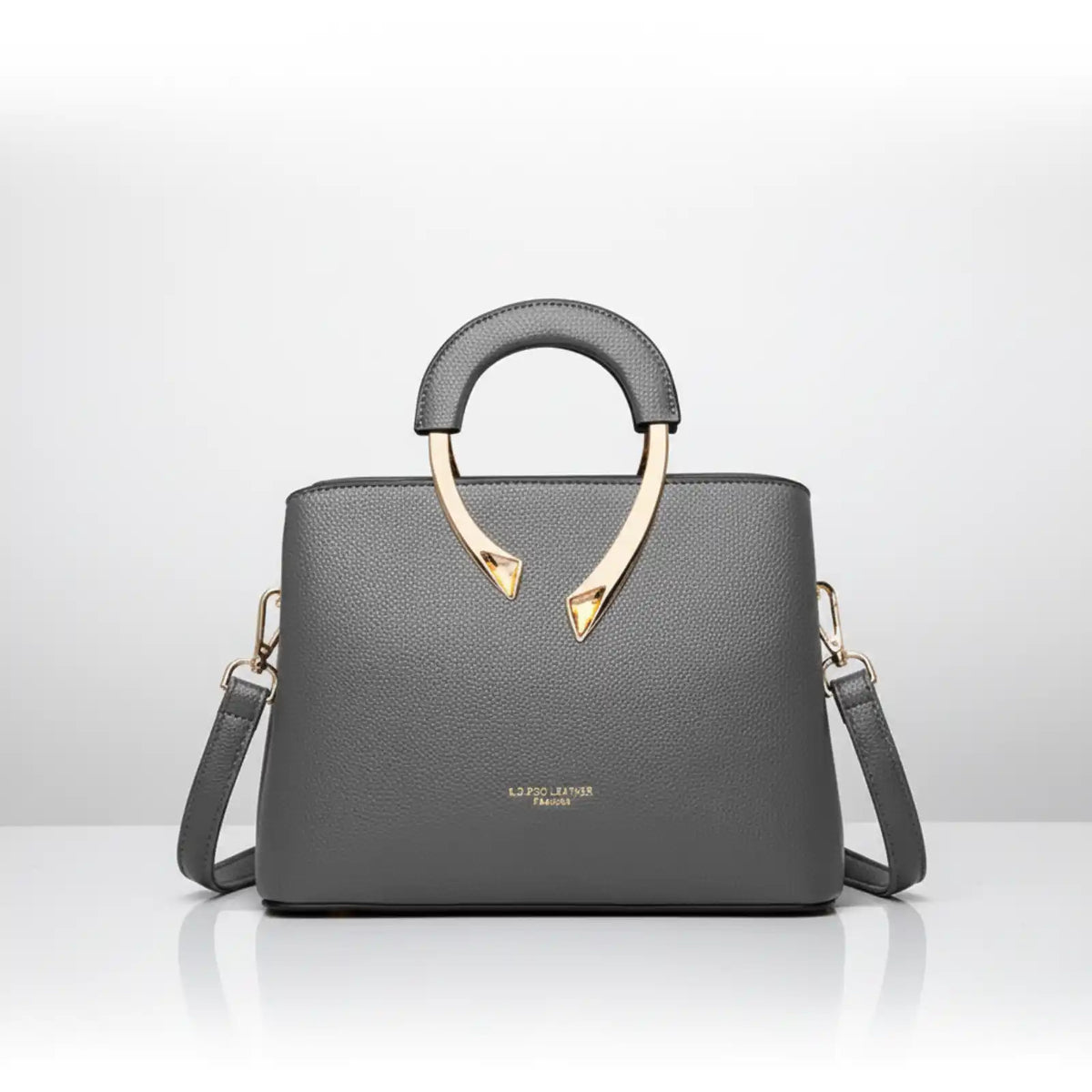 Lychee Texture Soft PU Crossbody Shoulder Bag in Gray – product image 6