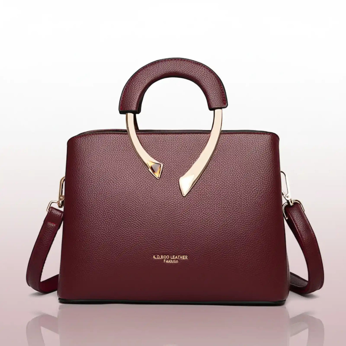 Lychee Texture Soft PU Crossbody Shoulder Bag in Burgundy – product image 8