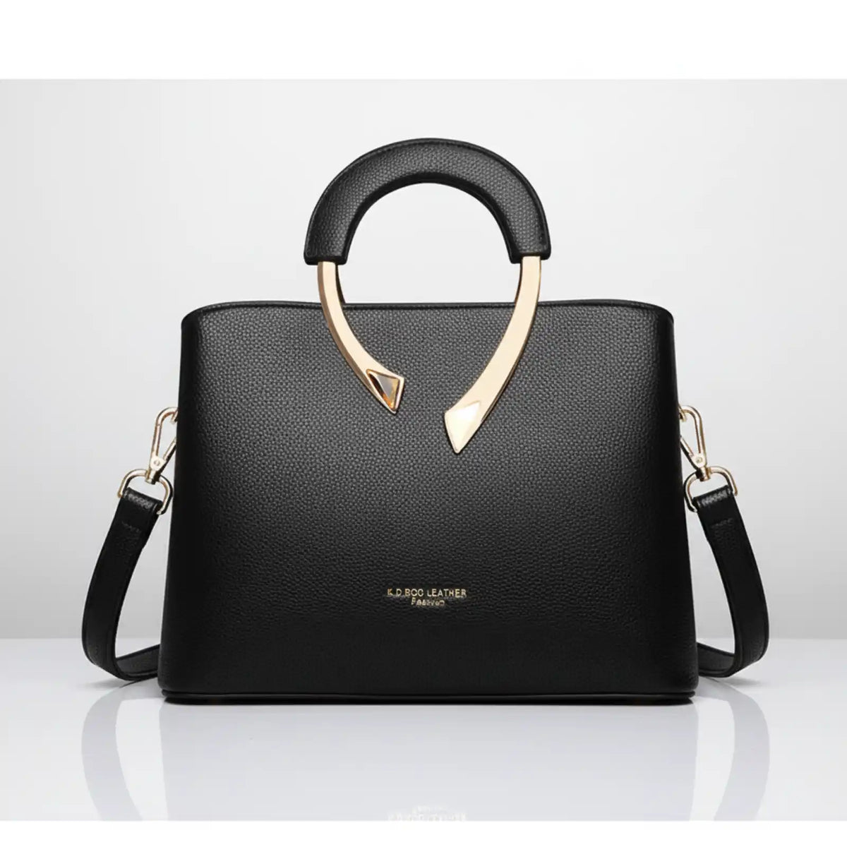 Lychee Texture Soft PU Crossbody Shoulder Bag in Black – product image 9