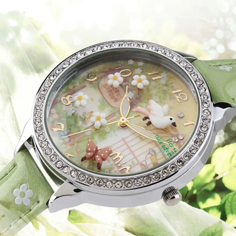 M:N: 3D Bird Girl Women’s Quartz Watch – Artistic Gift