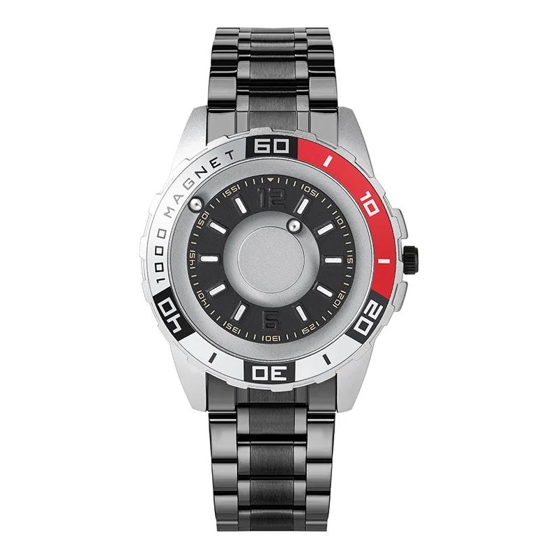 Magnetic Ball Men’s Quartz Watch – Unique Handless Design