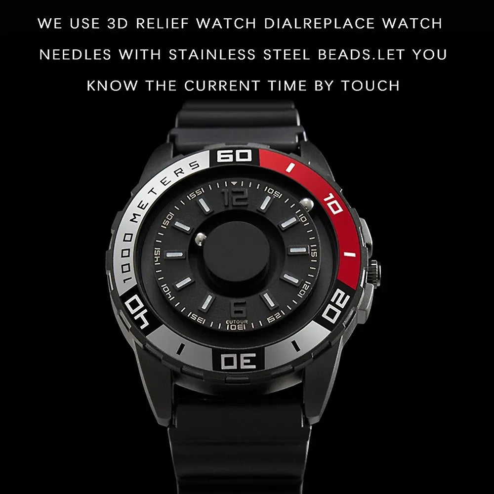 Magnetic Ball Men’s Quartz Watch – Unique Handless Design