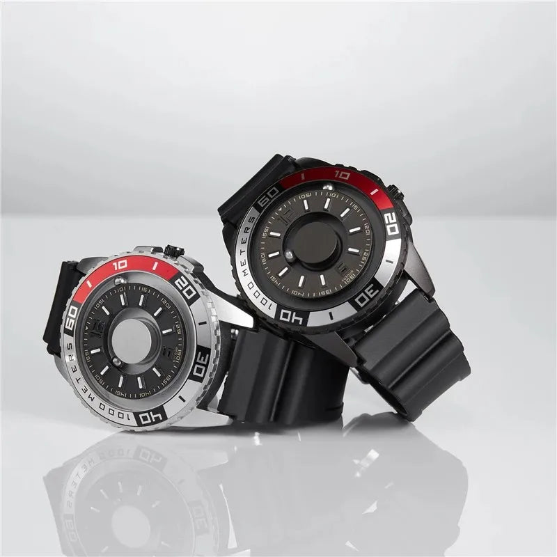 Magnetic Ball Men’s Quartz Watch – Unique Handless Design