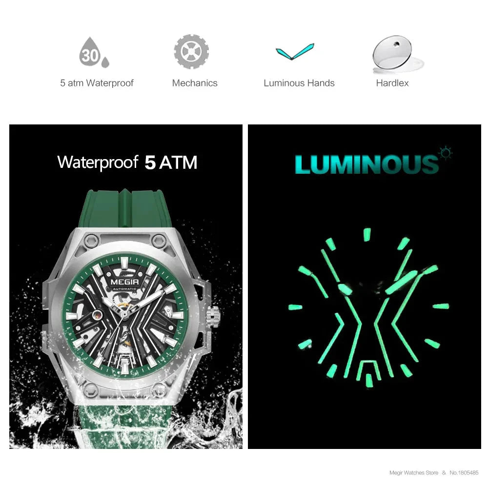 MEGIR Military Skeleton Watch – Automatic Men’s Sports Smash Price Shop Men's Watch