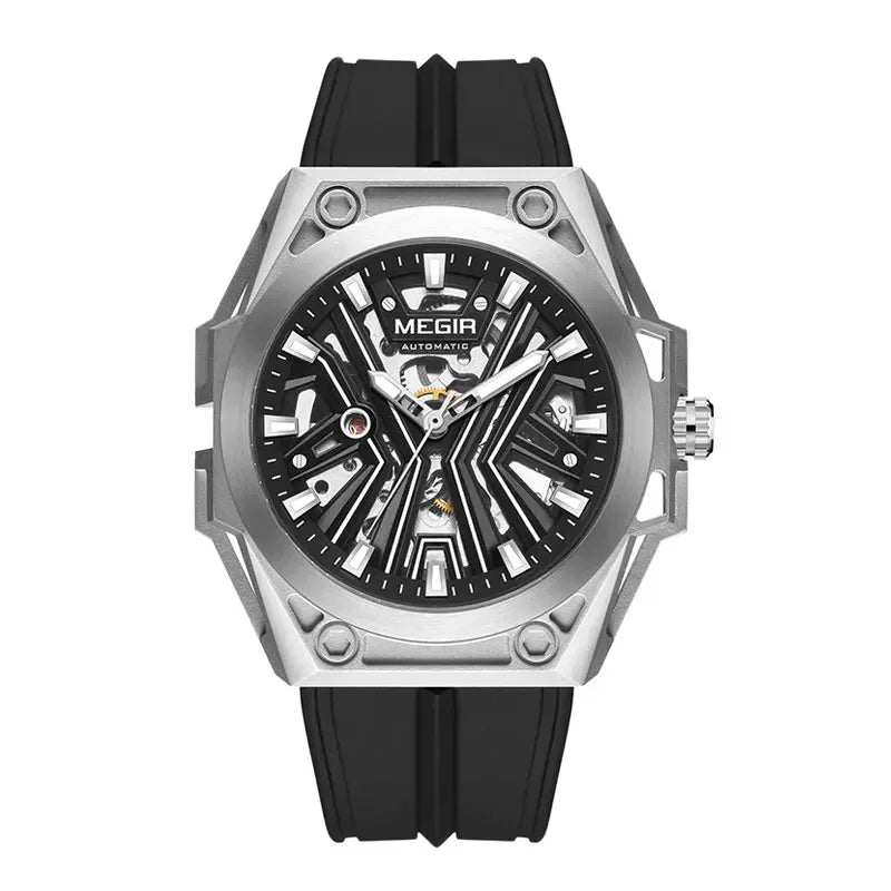 MEGIR Military Skeleton Watch – Automatic Men’s Sports Timepiece