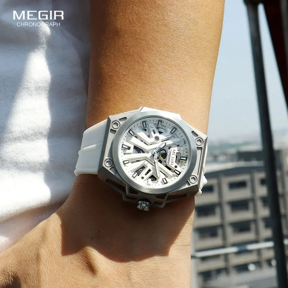 MEGIR Military Skeleton Watch – Automatic Men’s Sports Timepiece