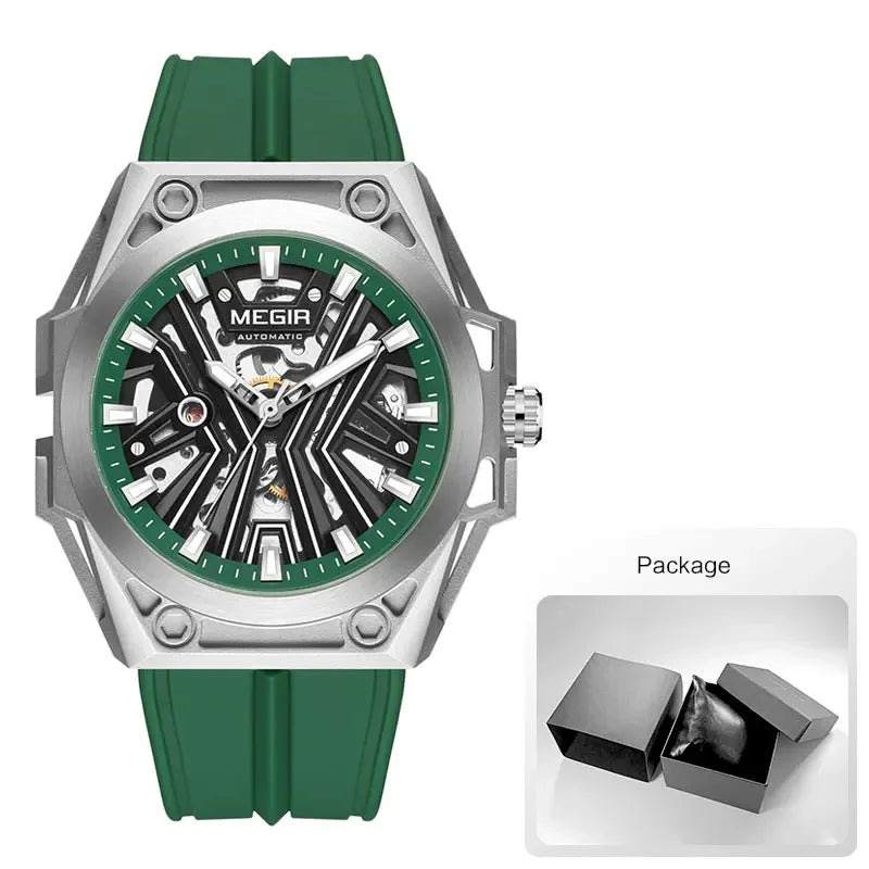 MEGIR Military Skeleton Watch – Automatic Men’s Sports Timepiece