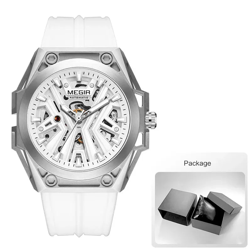 MEGIR Military Skeleton Watch – Automatic Men’s Sports Timepiece