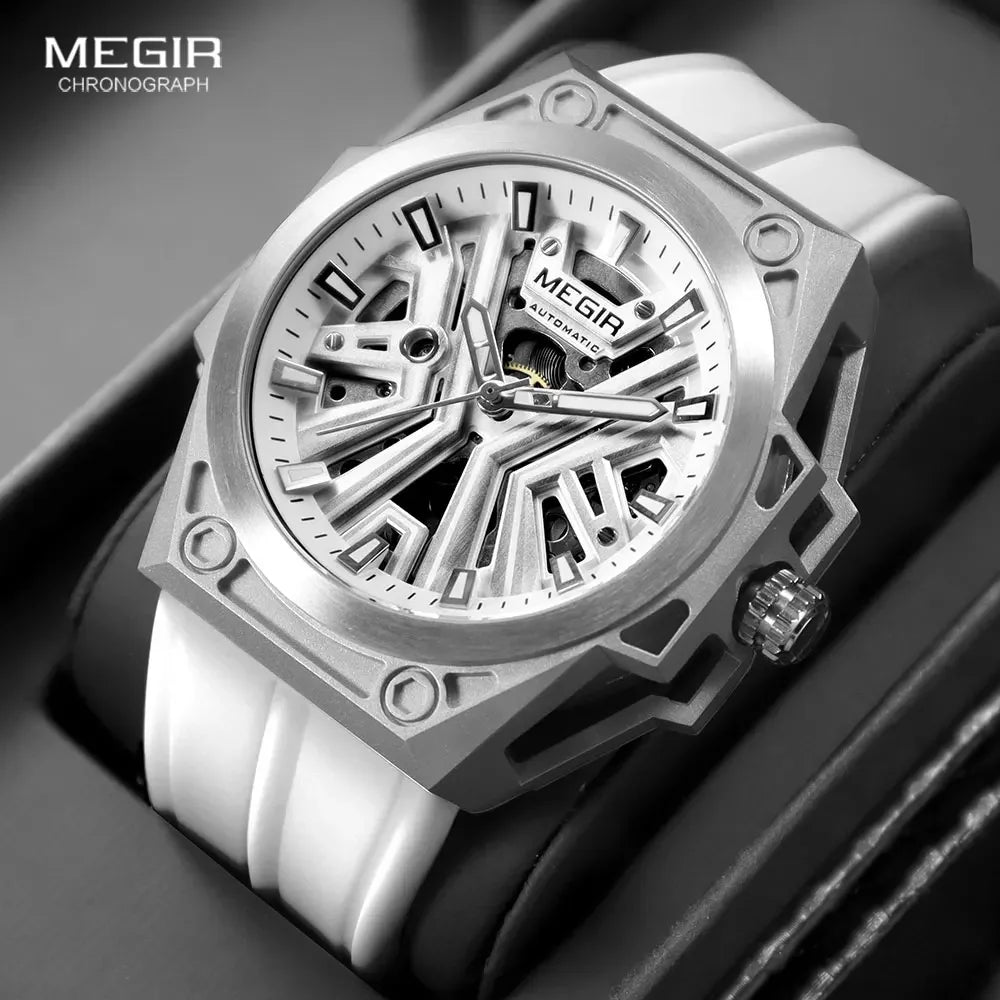 MEGIR Military Skeleton Watch – Automatic Men’s Sports Timepiece