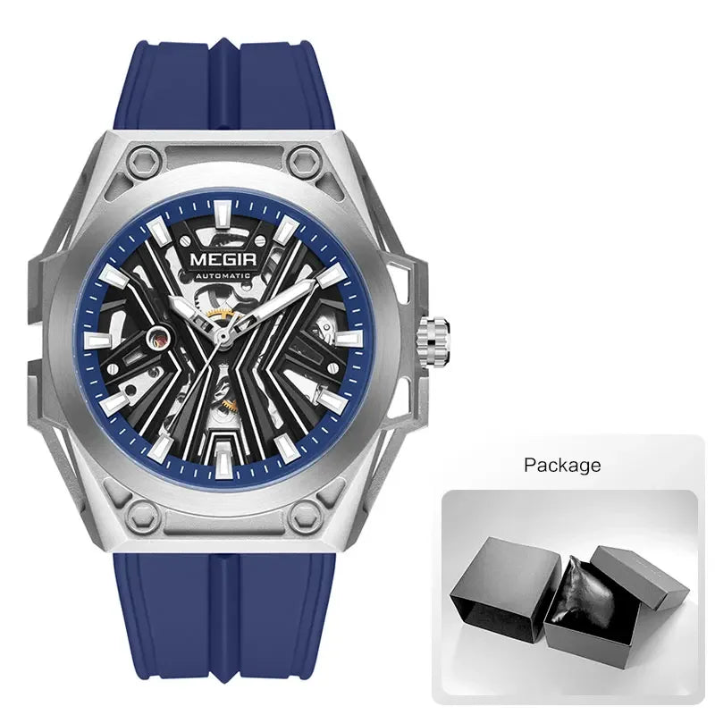 MEGIR Military Skeleton Watch – Automatic Men’s Sports Timepiece