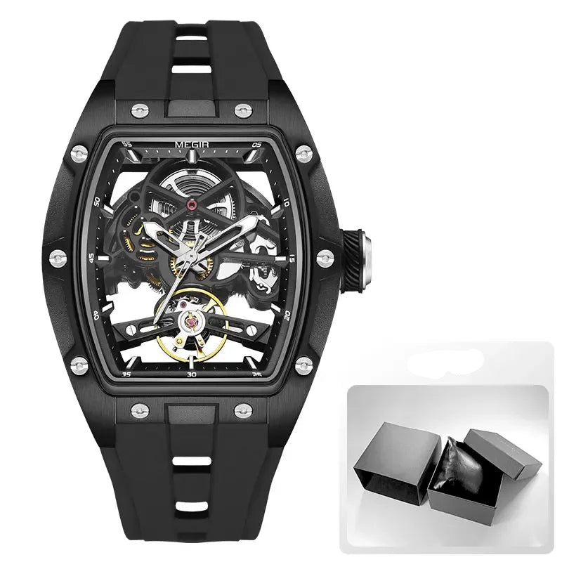 MEGIR Skeleton Automatic Watch – Tonneau Sport Design