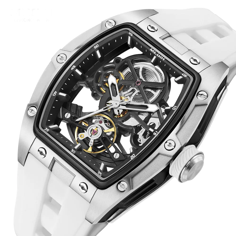 MEGIR Skeleton Automatic Watch – Tonneau Sport Design