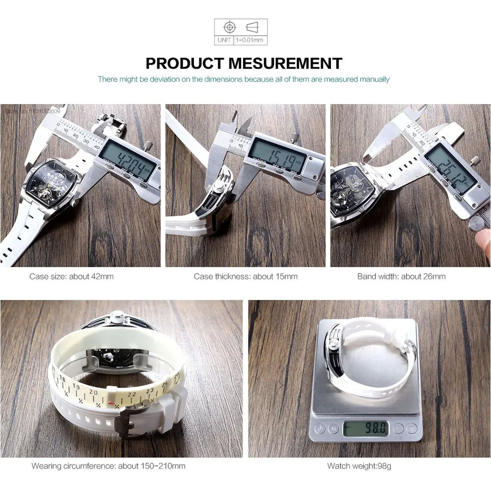 MEGIR Skeleton Automatic Watch – Tonneau Sport Design