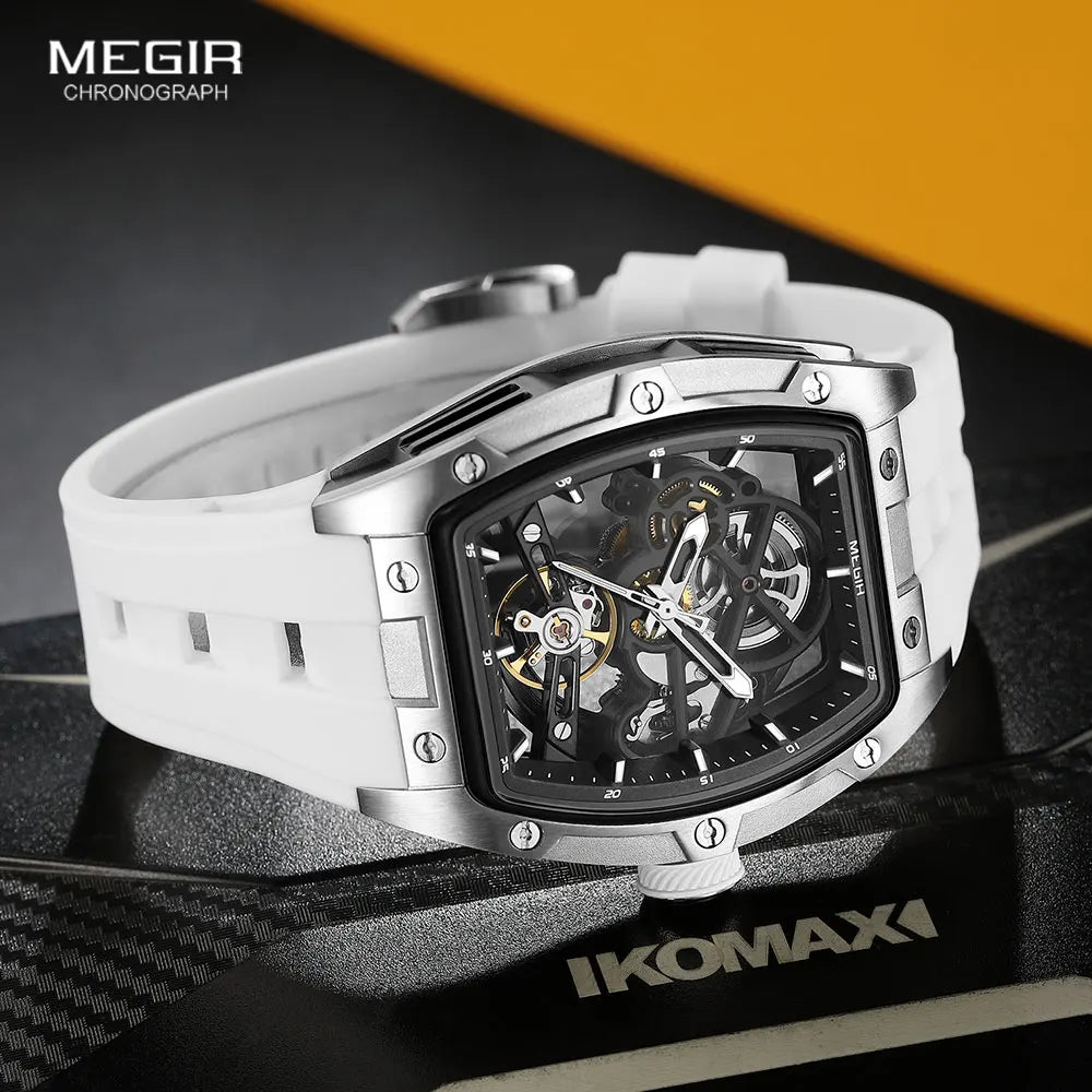 MEGIR Skeleton Automatic Watch – Tonneau Sport Design