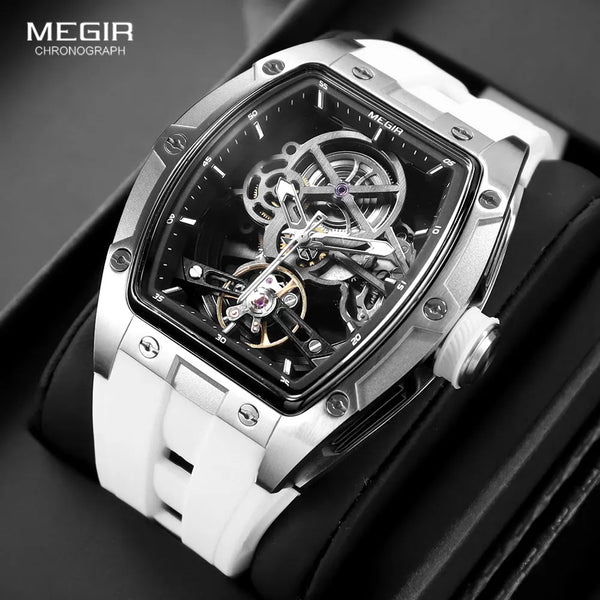 MEGIR Skeleton Automatic Watch – Tonneau Sport Design