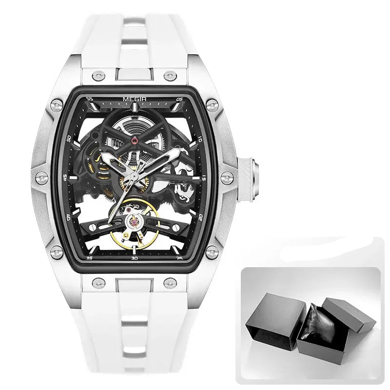MEGIR Skeleton Automatic Watch – Tonneau Sport Design