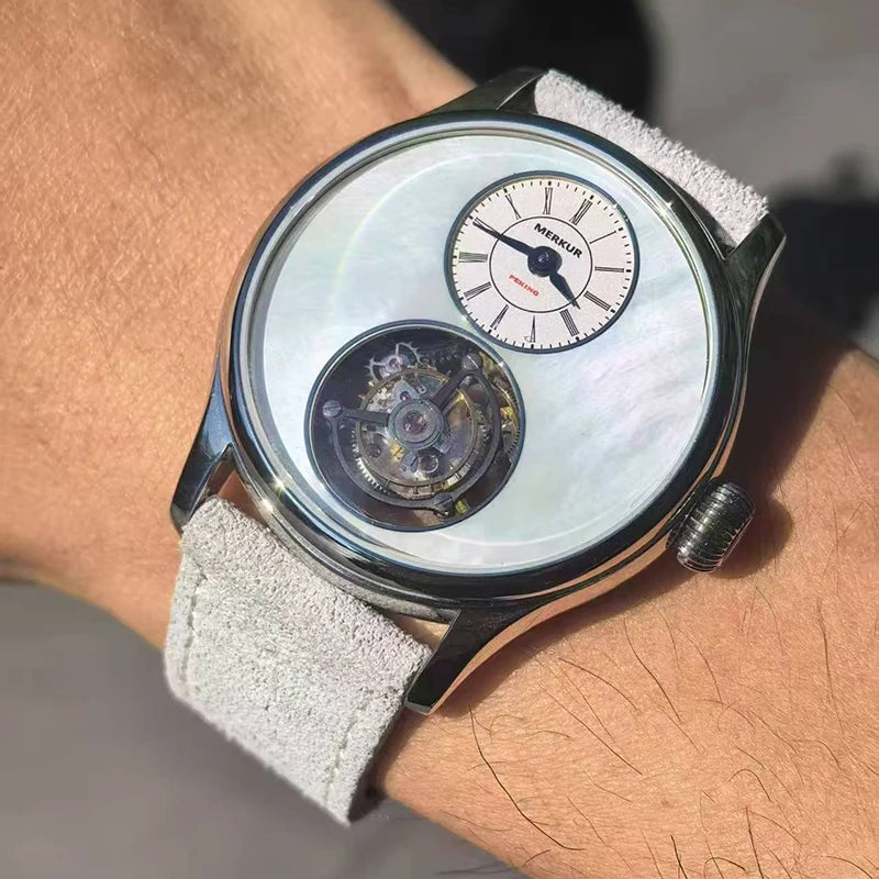 MERKUR Ice Flower Tourbillon Men’s Mechanical Watch – Sapphire Titanium Luxury