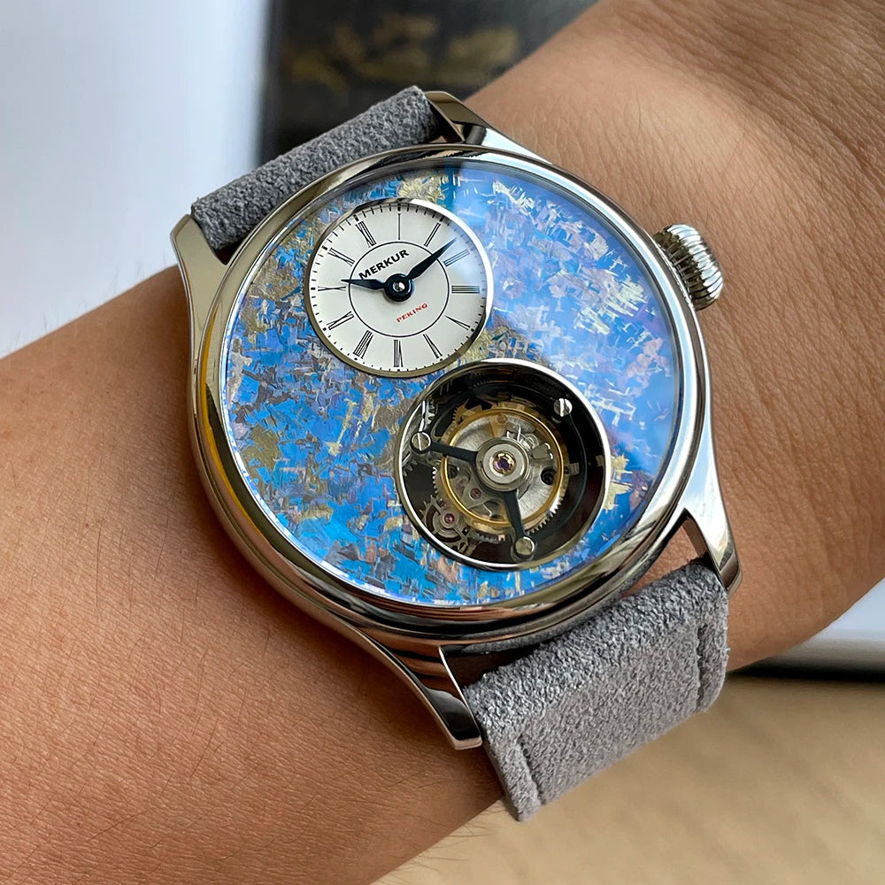 MERKUR Ice Flower Tourbillon Men’s Mechanical Watch – Sapphire Titanium Luxury