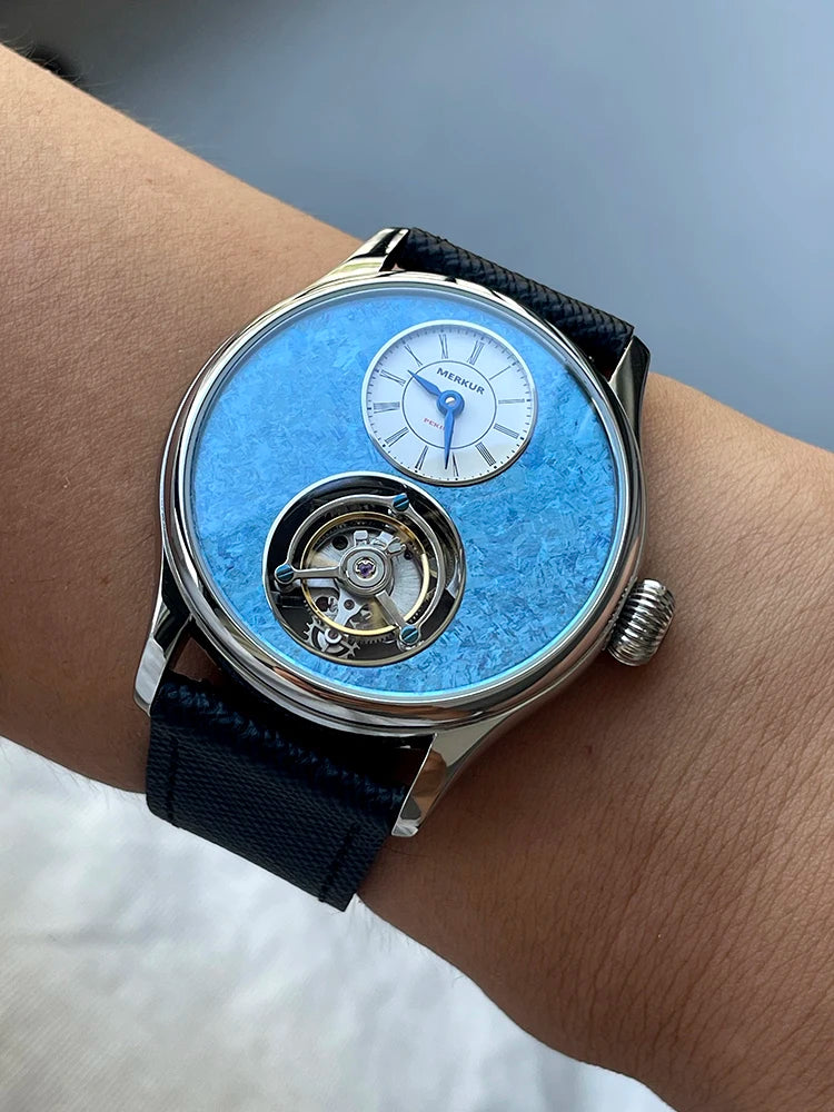 MERKUR Ice Flower Tourbillon Men’s Mechanical Watch – Sapphire Titanium Luxury Smash Price Shop Men's Watch