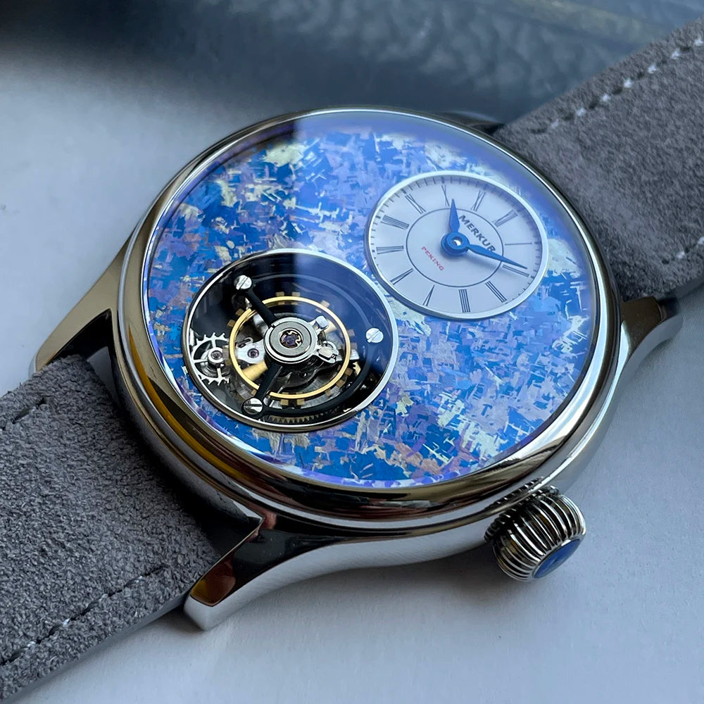 MERKUR Ice Flower Tourbillon Men’s Mechanical Watch – Sapphire Titanium Luxury Smash Price Shop Men's Watch