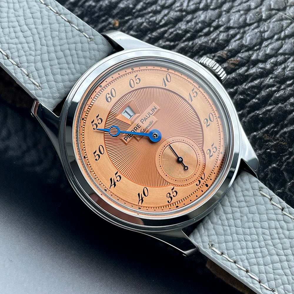MERKUR Salmon Dial Jumping Hour Automatic Watch – 38mm