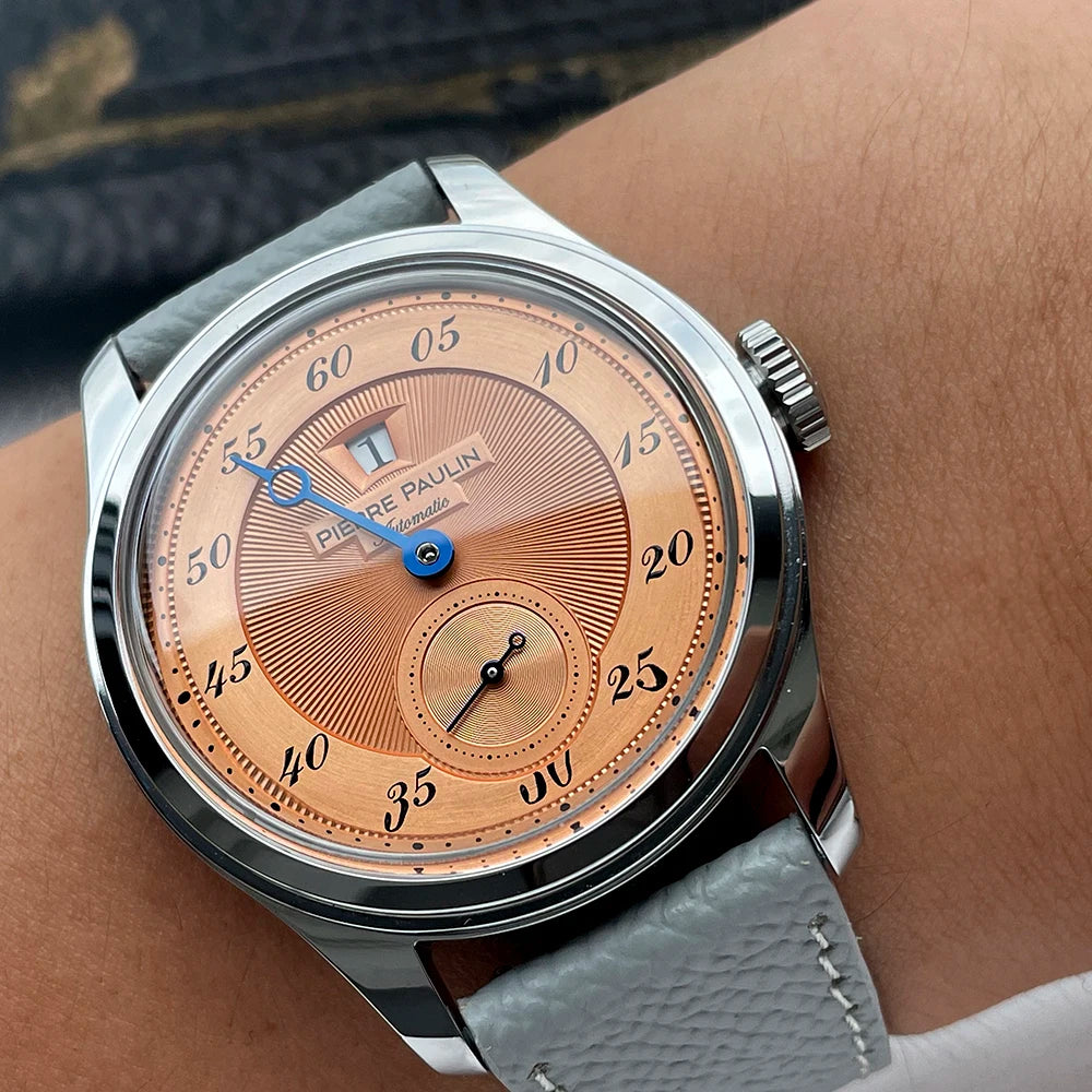 MERKUR Salmon Dial Jumping Hour Automatic Watch – 38mm