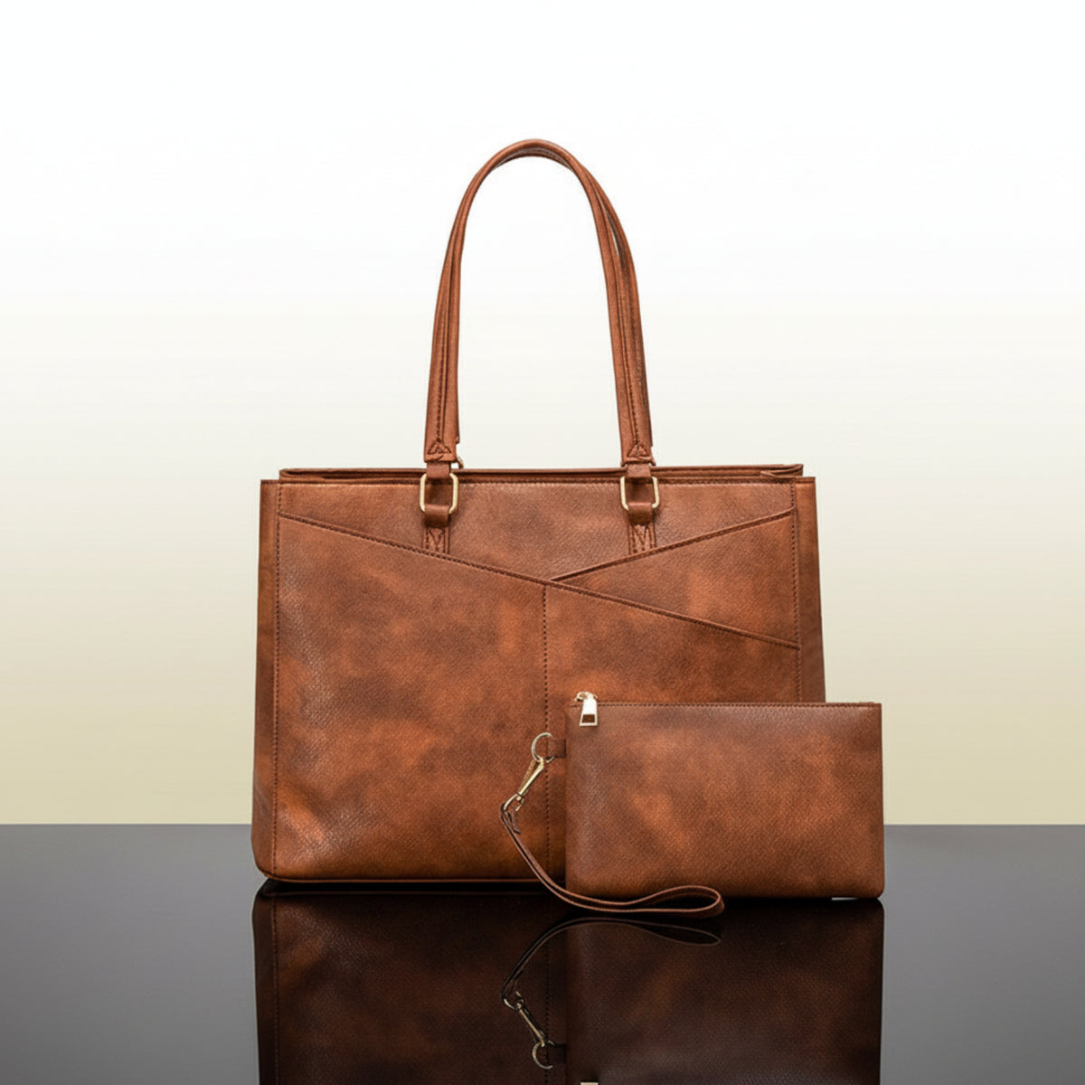 Minimalist Women's PU Laptop Tote Bag