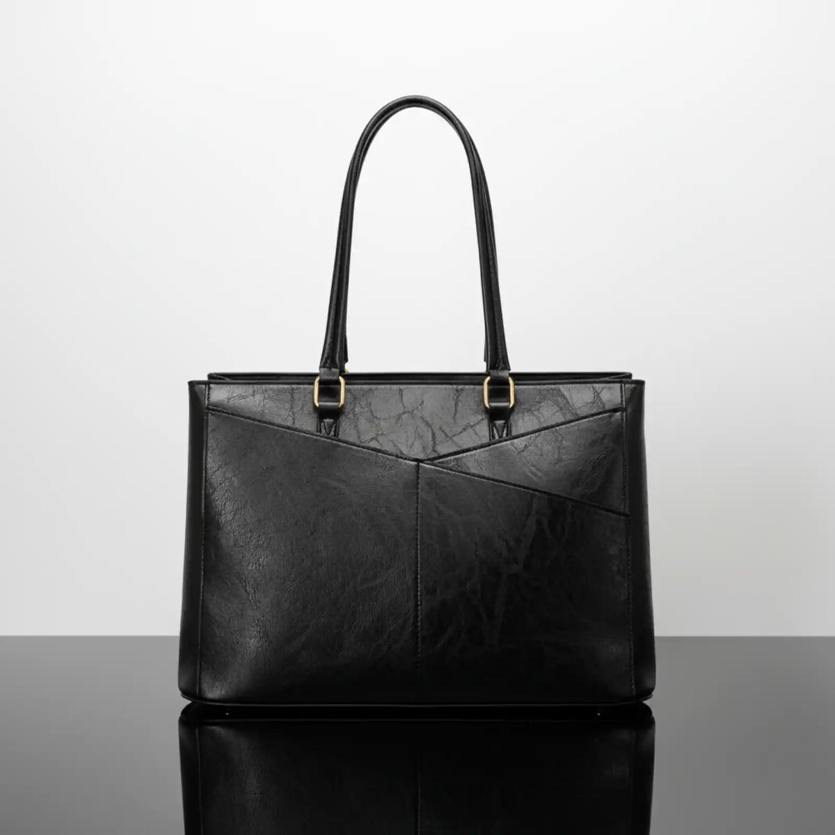 Minimalist Women's PU Laptop Tote Bag in black – product image 19