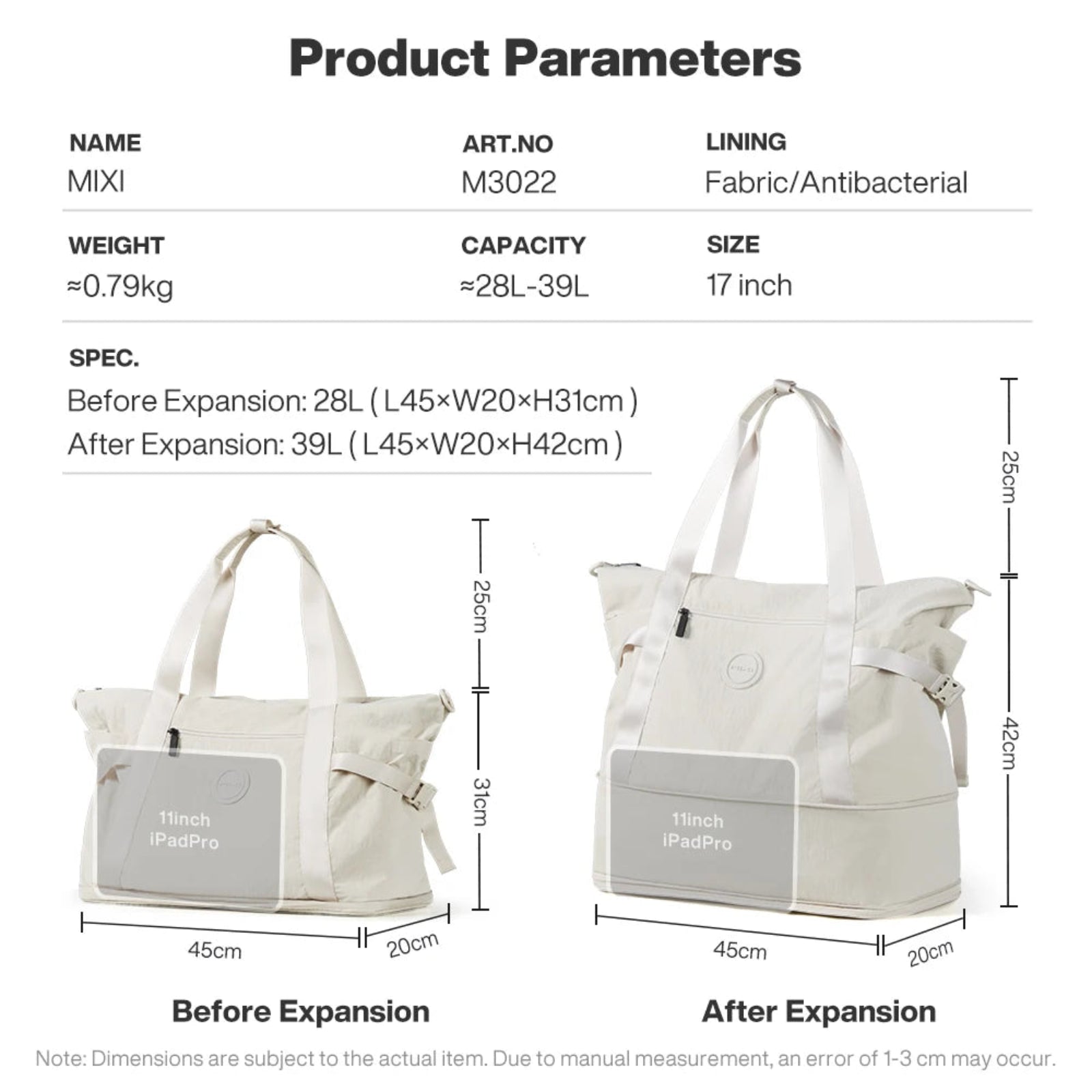 Mixi Large Expandable Travel Tote Bag for Women Waterproof Lightweight Carry On Weekender Bag with Shoes Compartment M3022 Smash Price Shop