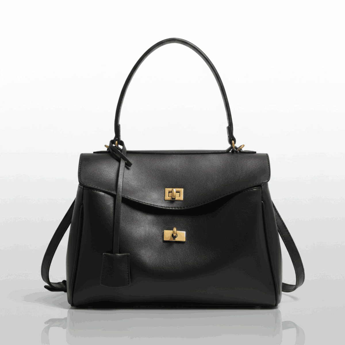 Moods Boutique Soft PU Leather Shoulder Tote Bag in black / 31x20x11cm – product image 6