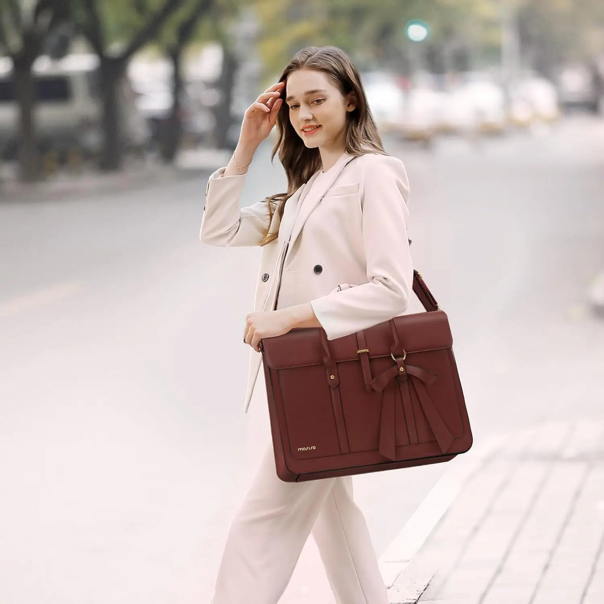 MOSISO Women’s PU Leather Laptop Tote Bag Smash Price Shop Laptop Tote