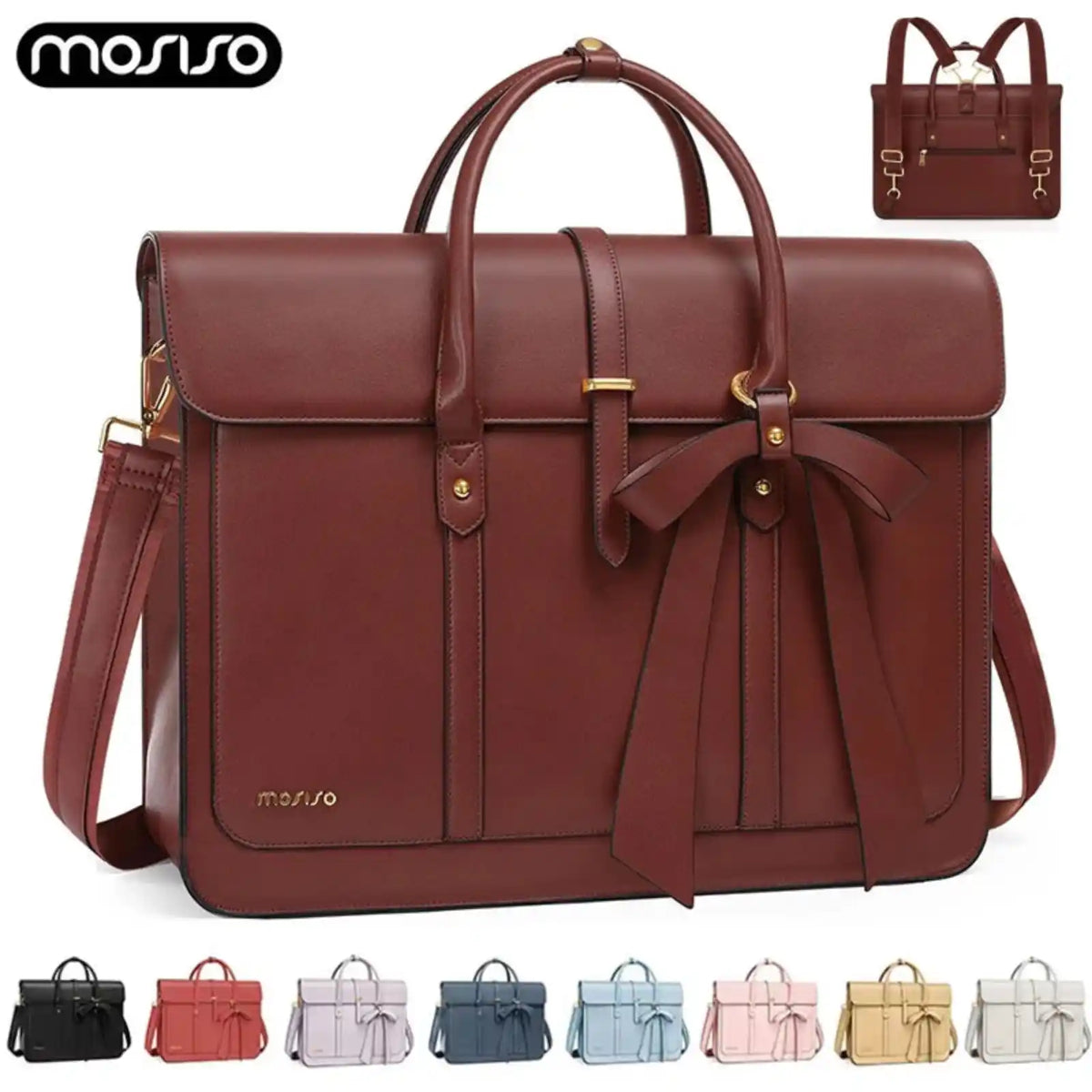 MOSISO Women’s PU Leather Laptop Tote Bag – product image 17