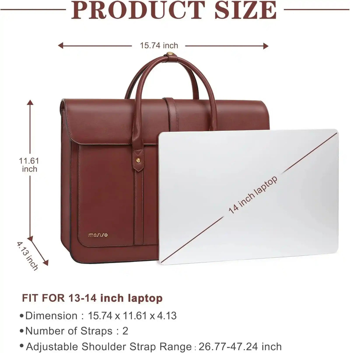 MOSISO Women’s PU Leather Laptop Tote Bag – product image 19