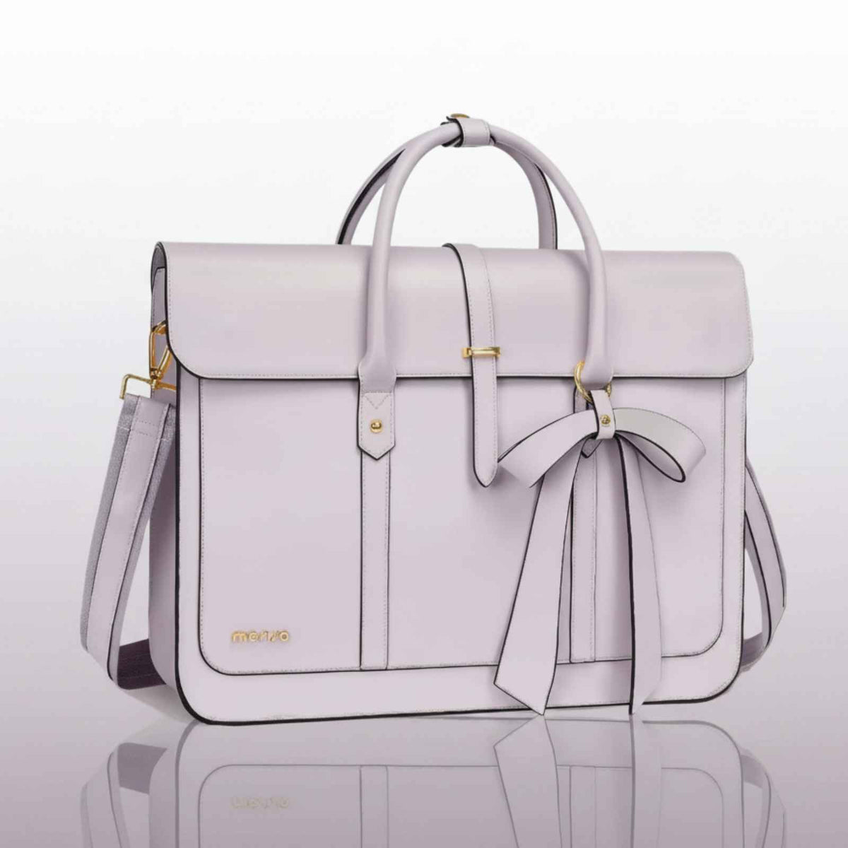 MOSISO Women’s PU Leather Laptop Tote Bag – side view image 8